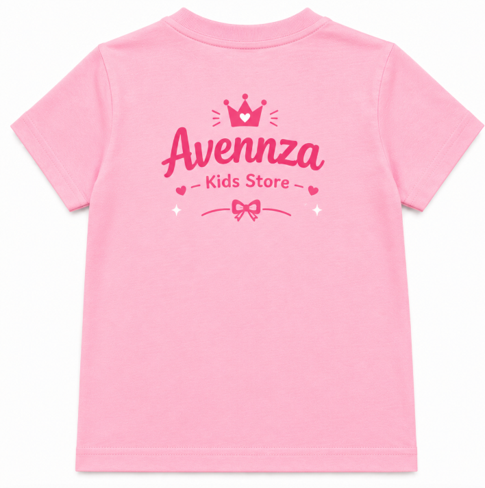 Avennza Cute Princess Kids T-Shirt – Premium Soft Cotton Pink Tee