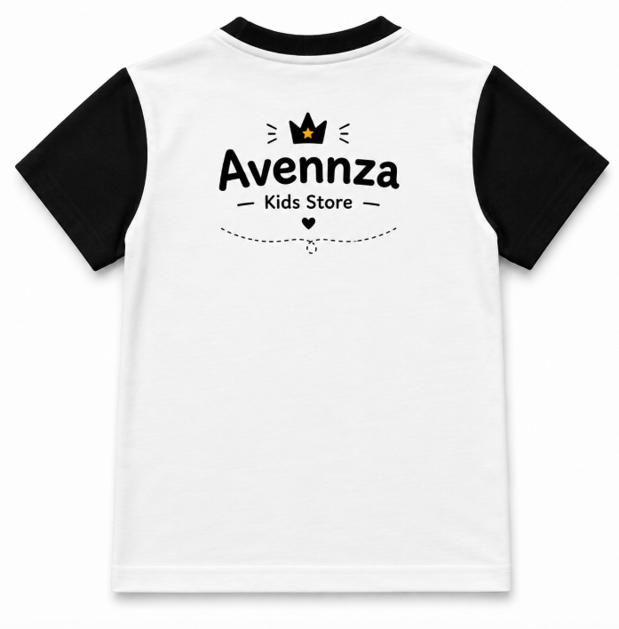 Avennza Classic Kids Cotton T-Shirt – Black & White Casual Tee