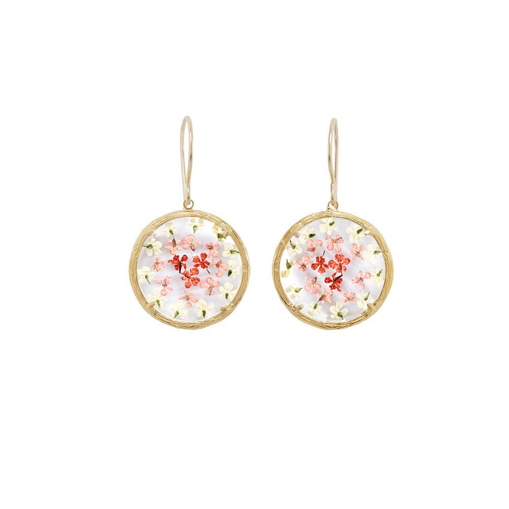 Small Ombre Botanical Earrings - Red