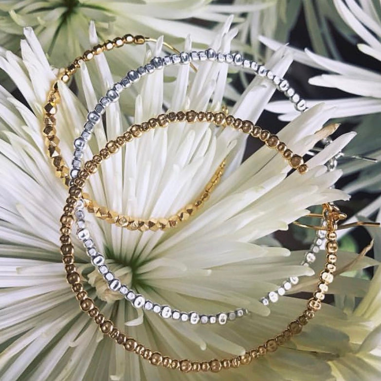 Faceted Bead Hoop Earrings
