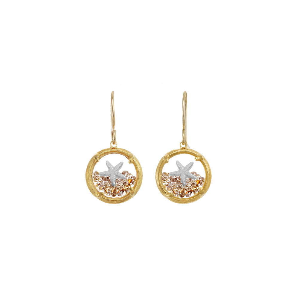 Mini Shaker Earrings with Silver Sea Star- Selected Gold Styles Only