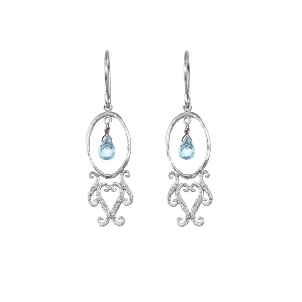 Branch Oval with Swirls and Stone Earrings