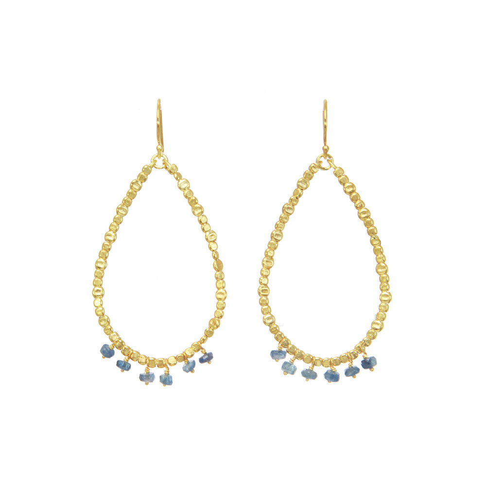 Hammered Teardrop Earrings with Stones