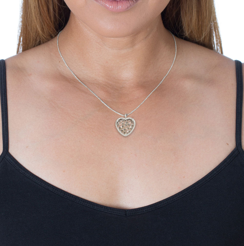 Large Flower Burst Heart Necklace