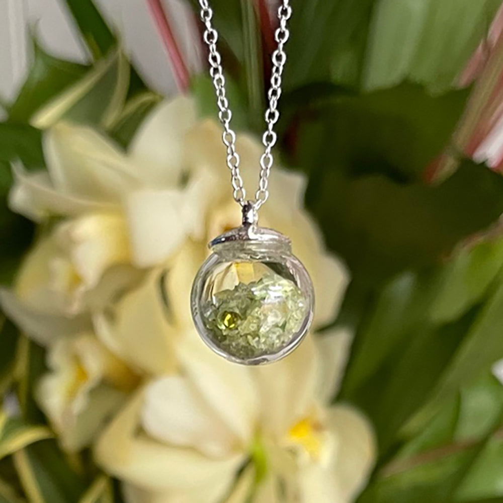 Birthstone Globe Necklace - August