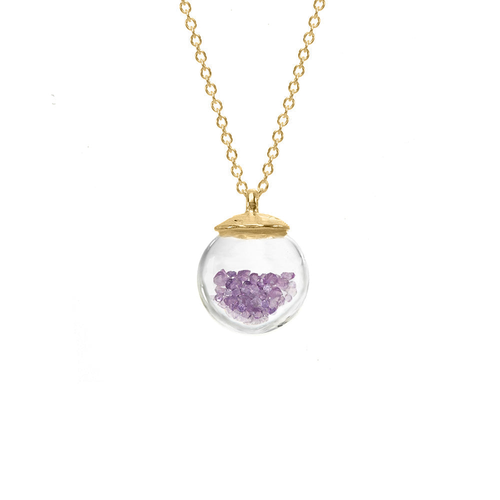 Birthstone Globe Necklace - February