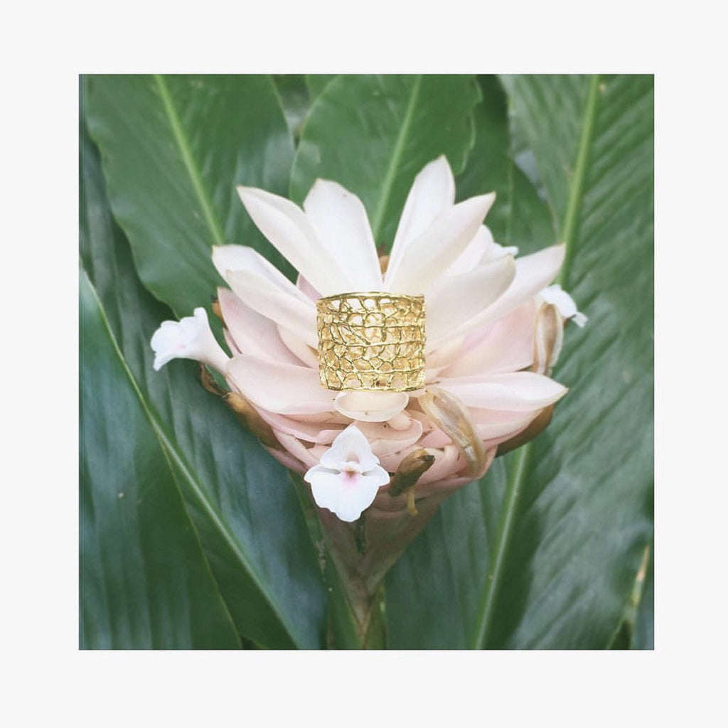 Extra Wide Coral Ring