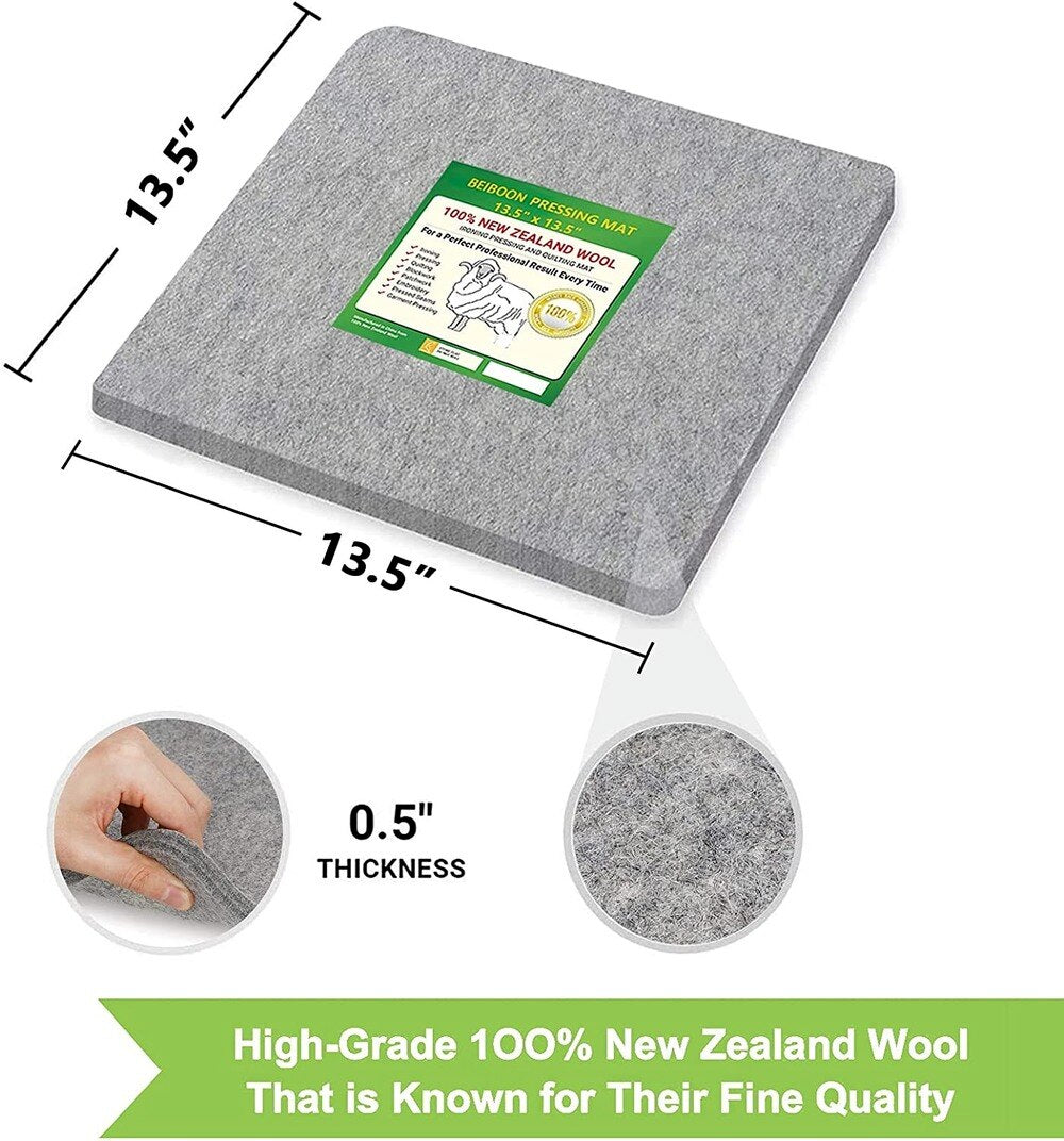Wool Pressing Mat for Quilting 13.5" X 13.5"