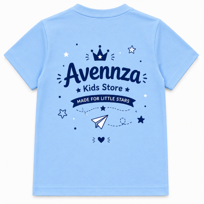 Avennza Little Dino Adventure Kids T-Shirt | Soft Cotton Graphic Tee for Boys