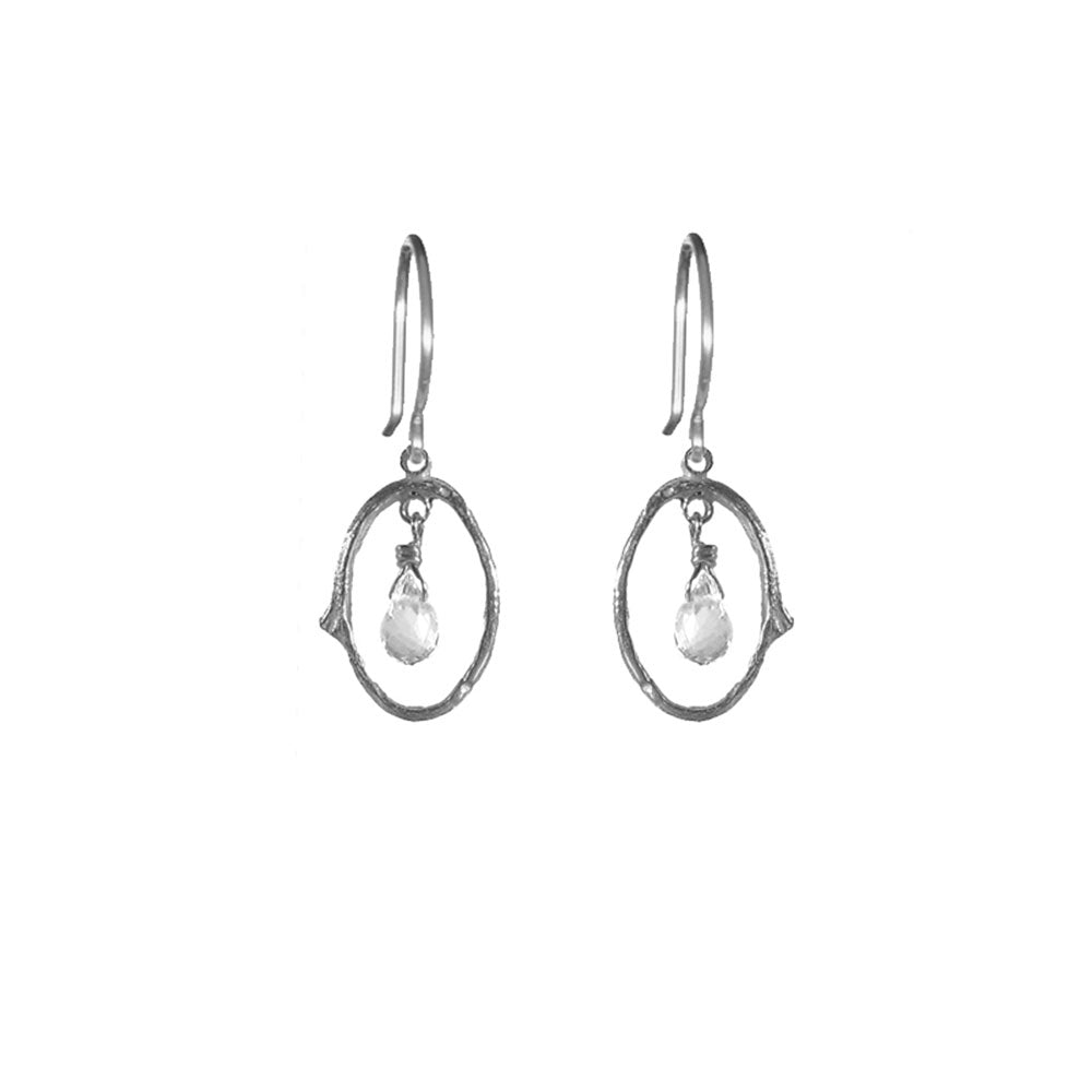 Mini Oval Branch Earrings with Stones