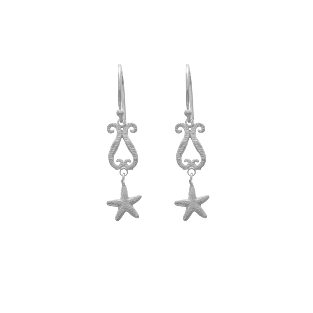Small Heart Swirl Earrings with Starfish