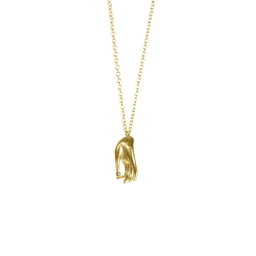 Small Mudra Pendant with Stone Necklace
