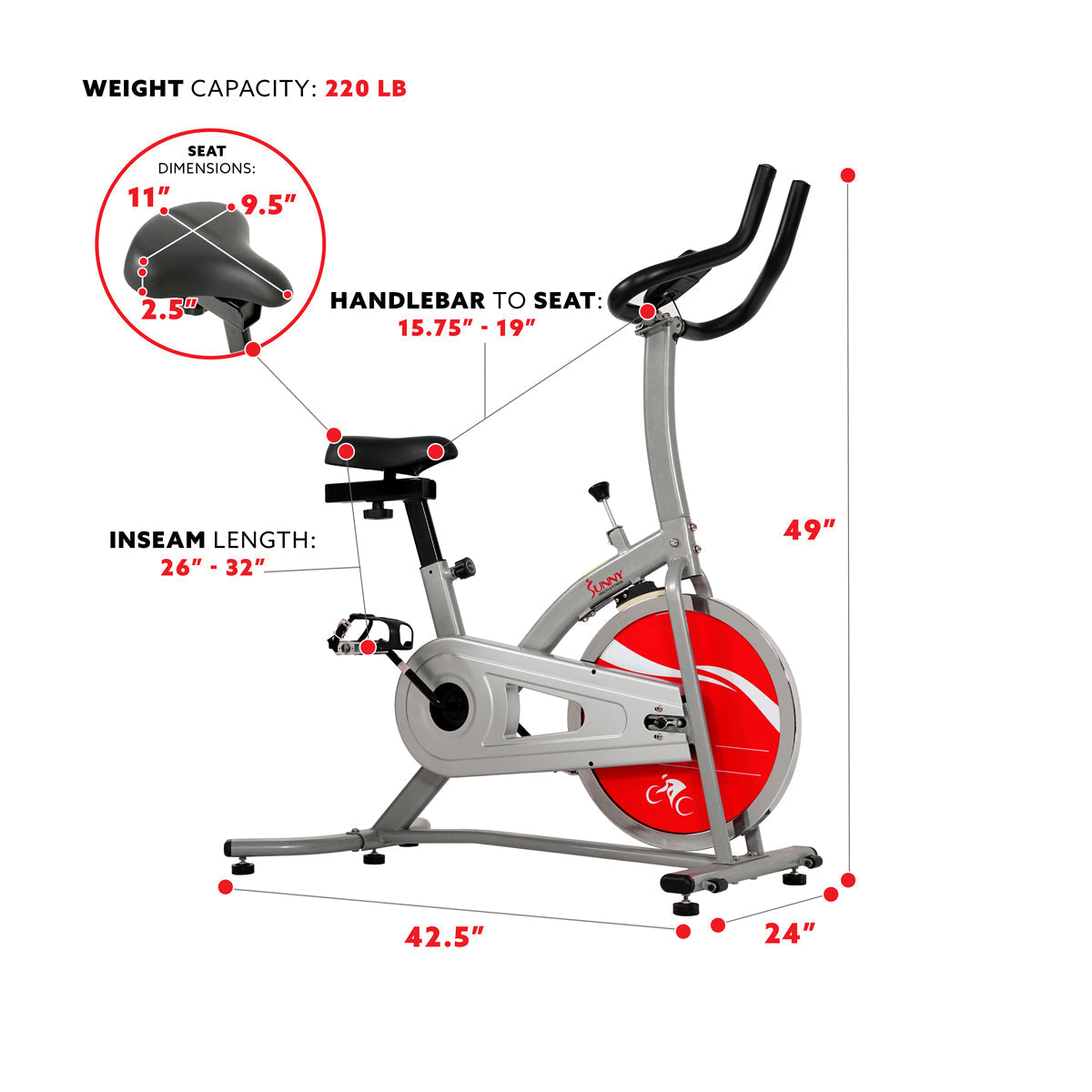 Chain Drive Indoor Cycling Trainer Exercise Bike