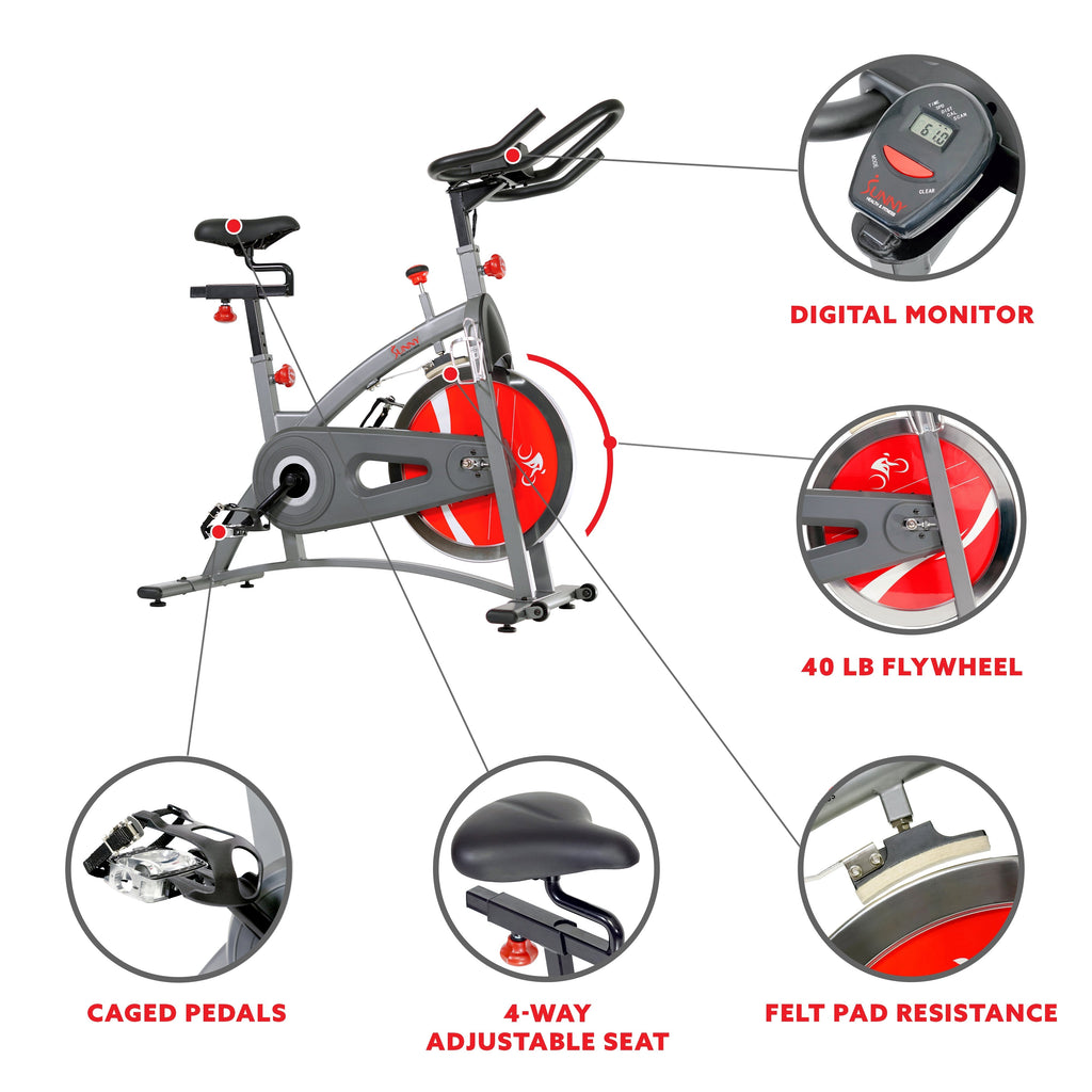 Belt Drive Indoor Cycling Bike Exercise Bike w/ LCD Monitor