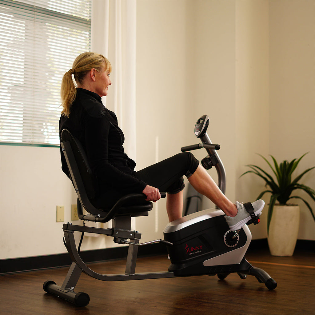 Magnetic Recumbent Exercise Bike, 300 lb Capacity & Easy Adjustable Seat