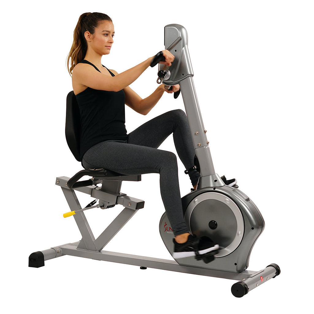 Magnetic Recumbent Exercise Bike, 350 lb High Weight Capacity, Arm Exercisers, Monitor, Pulse Rate