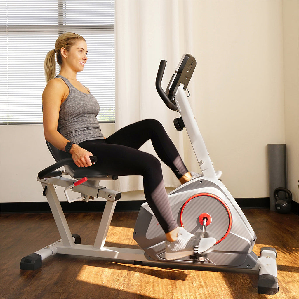 Magnetic Recumbent Exercise Bike with Silent Belt Drive, Performance Monitor, BMI Calculator