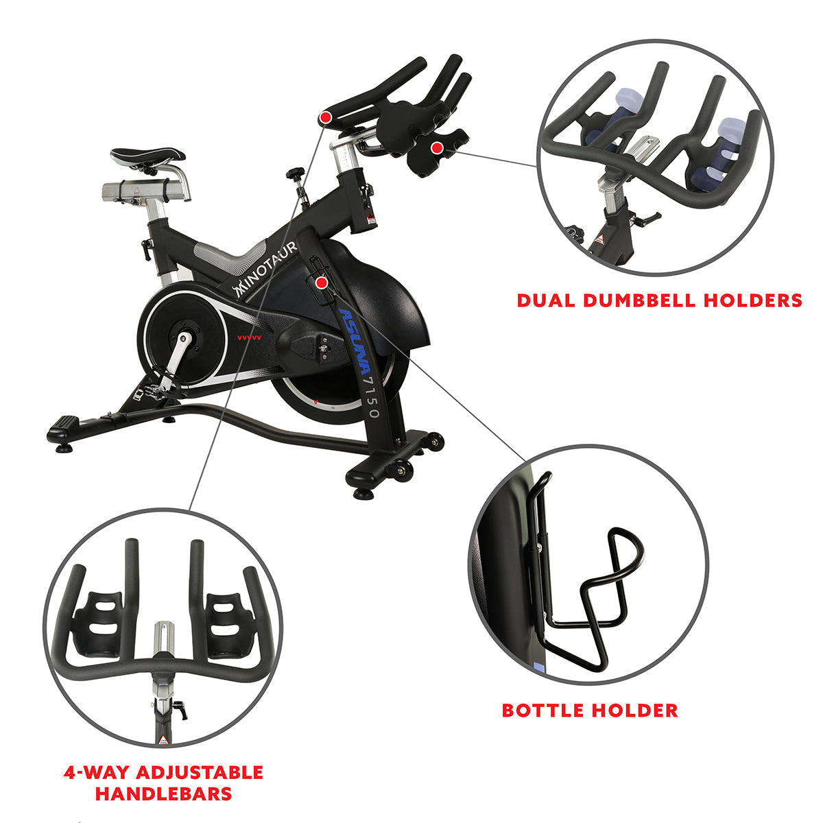 Minotaur Cycle Exercise Bike - Magnetic Belt Drive High Weight Capacity Indoor Cycling Bike