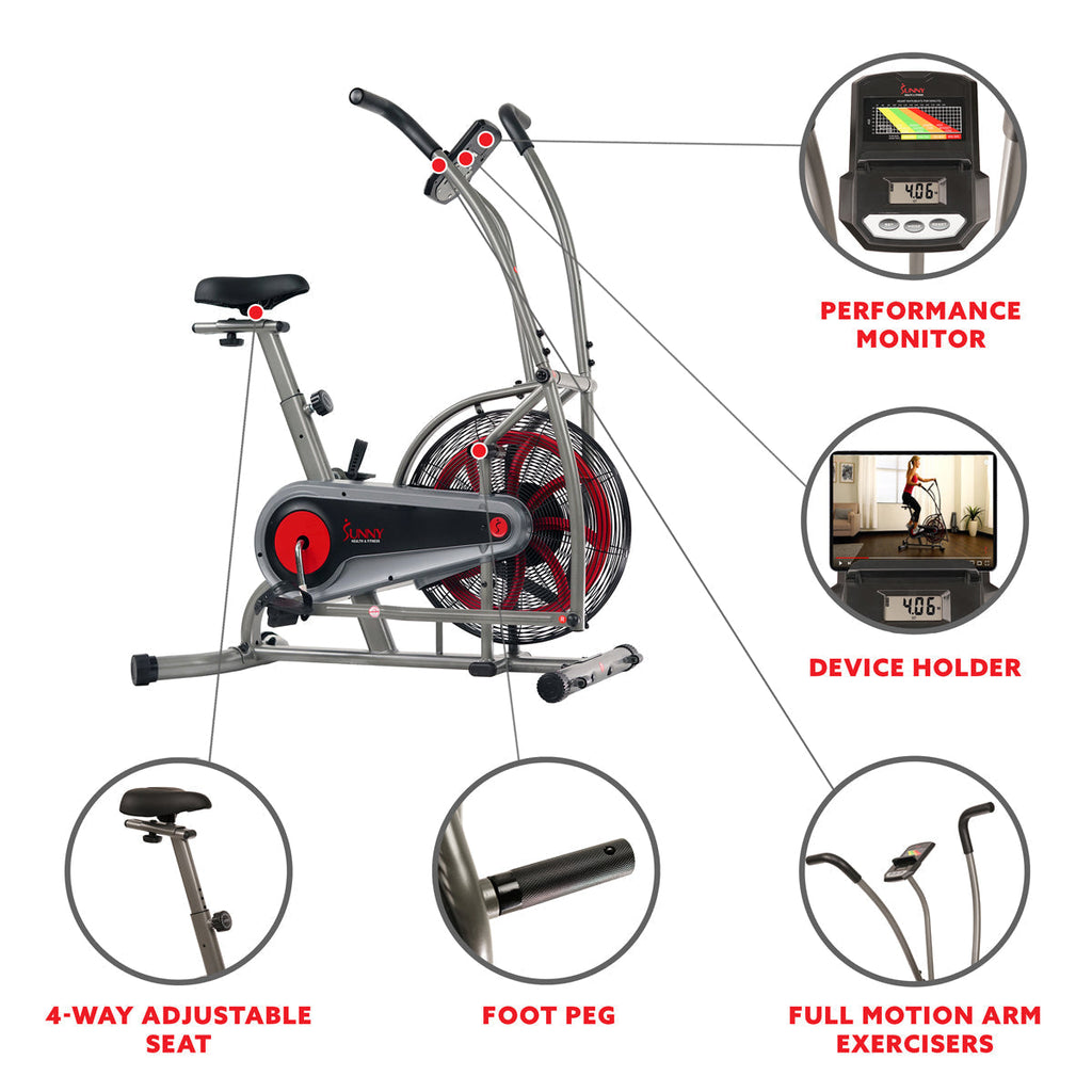 Motion Air Bike, Fan Exercise Bike with Unlimited Resistance and Device Holder