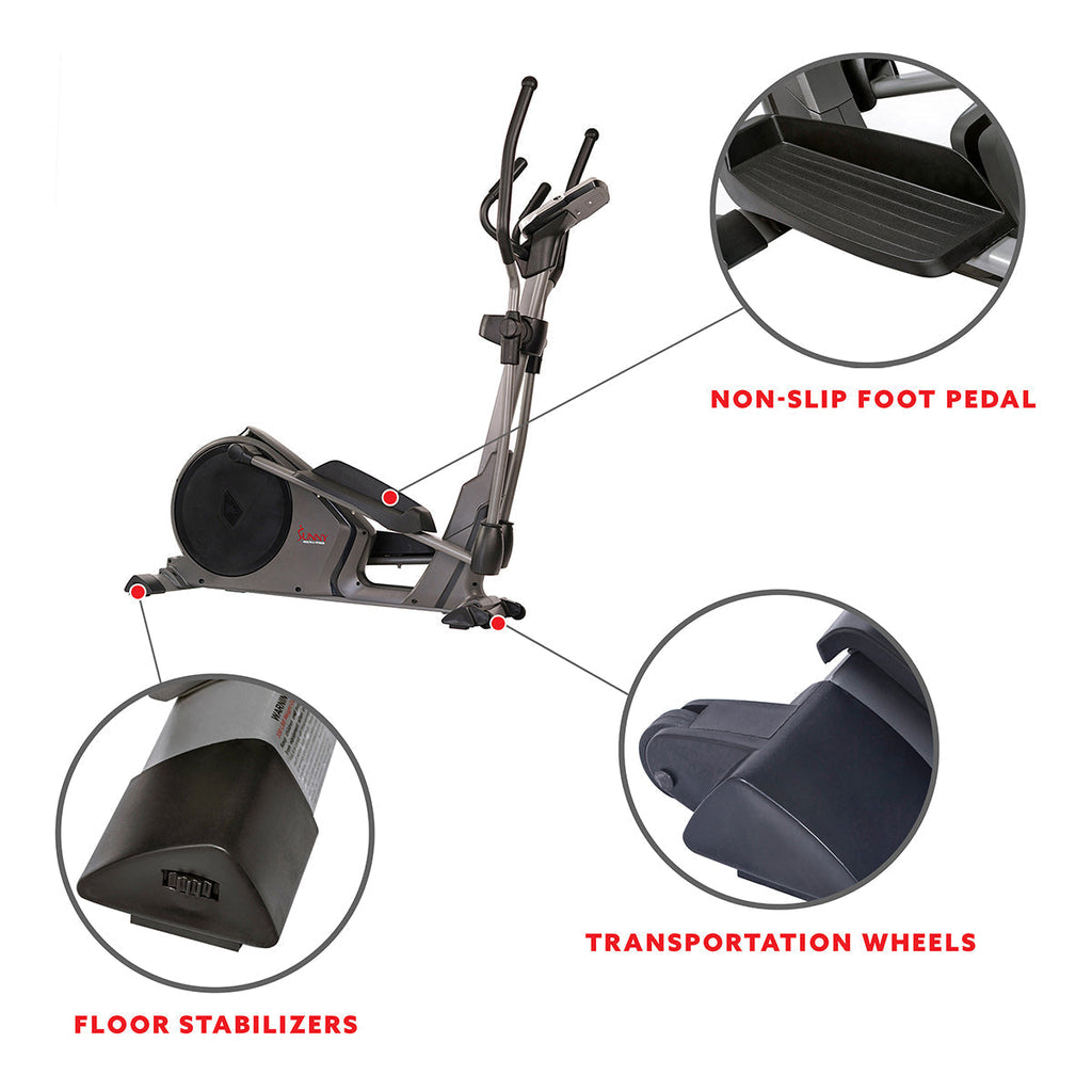 Magnetic Elliptical Machine w/ Device Holder, Programmable Monitor and Heart Rate Monitoring