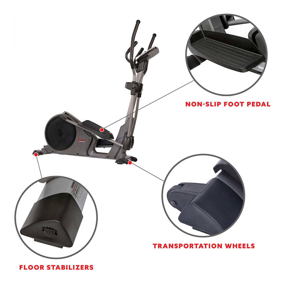 Magnetic Elliptical Machine w/ Device Holder, Programmable Monitor and Heart Rate Monitoring