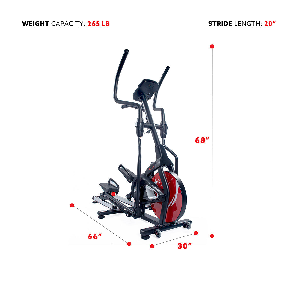 Magnetic Elliptical Machine w/ Device Holder, LCD Monitor and Heart Rate Monitoring - Stride Zone