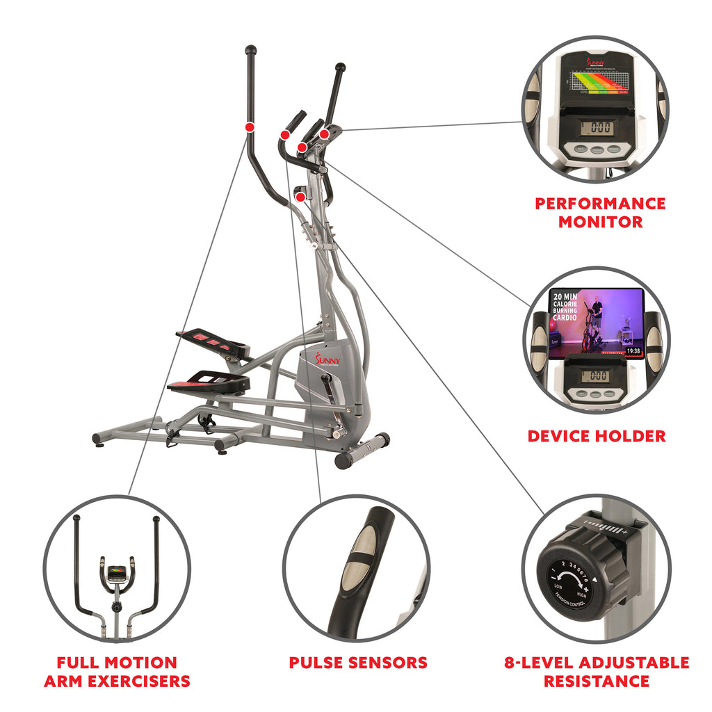 Magnetic Elliptical Trainer Elliptical Machine w/ Device Holder, LCD Monitor and Heart Rate Monitor
