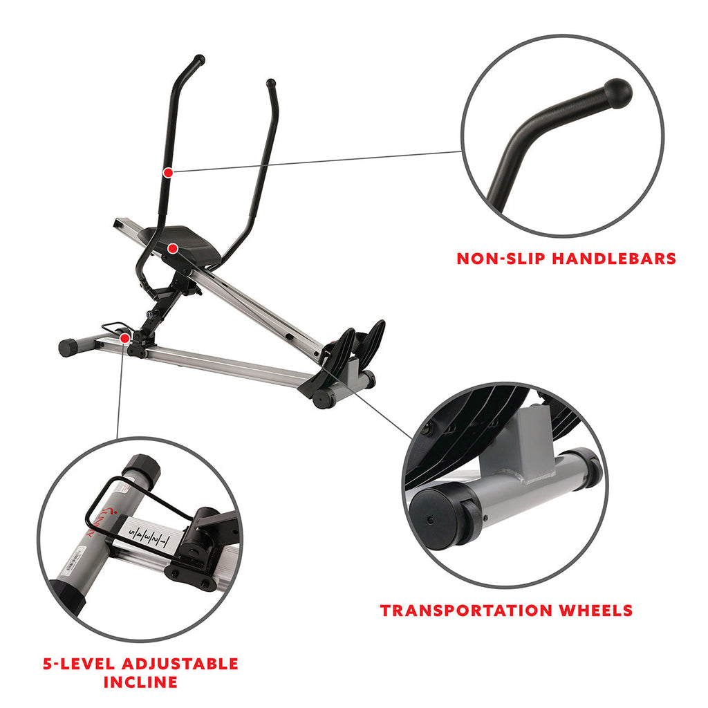Incline Full Motion Rowing Machine Rower w/ 350 lb Weight Capacity and LCD Monitor