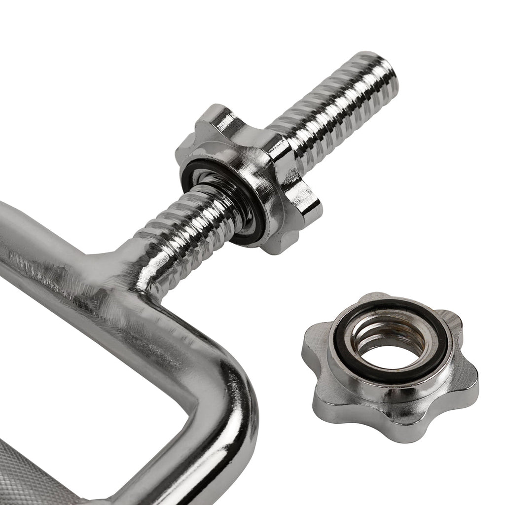24 in Threaded Solid Chrome Tricep Bar w/ Ring Collars