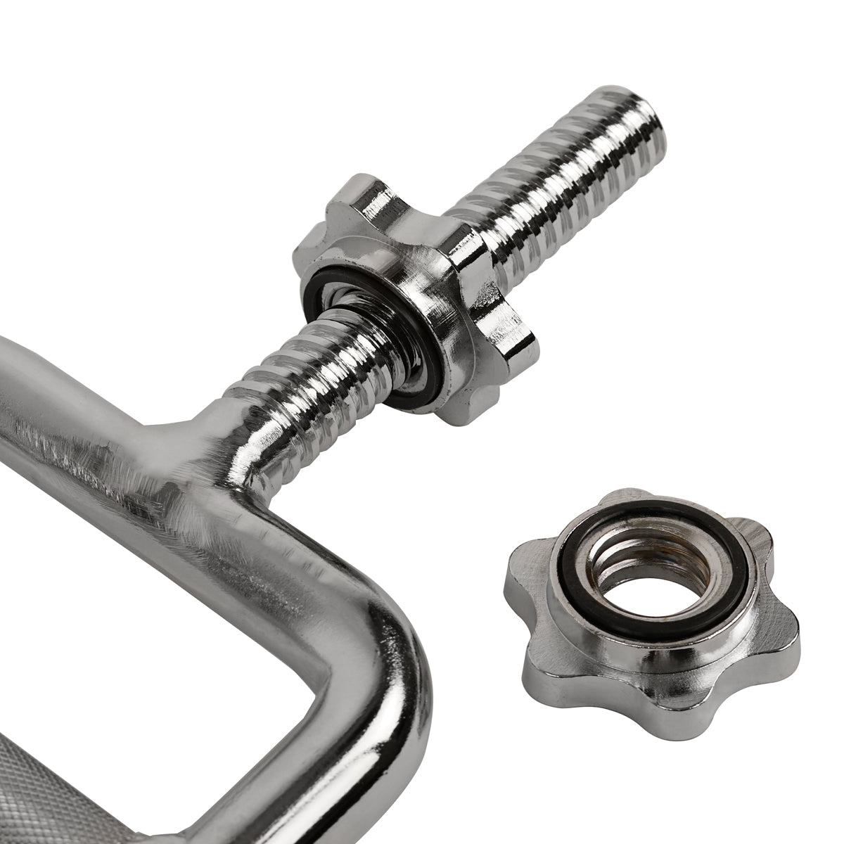 24 in Threaded Solid Chrome Tricep Bar w/ Ring Collars