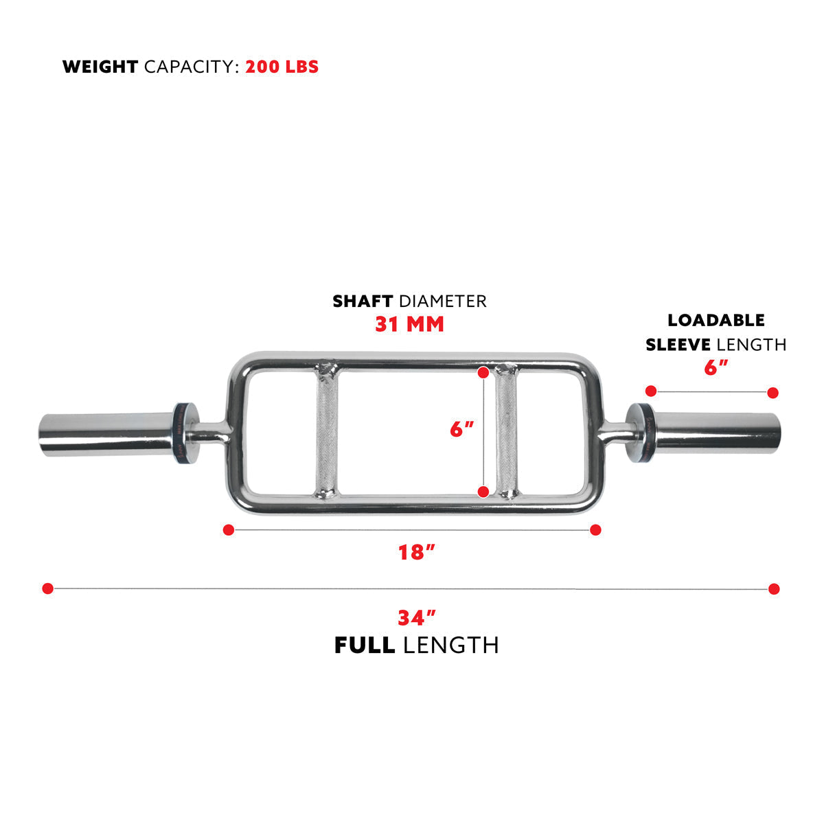 34" Olympic Tricep Bar w/ Ring Collars