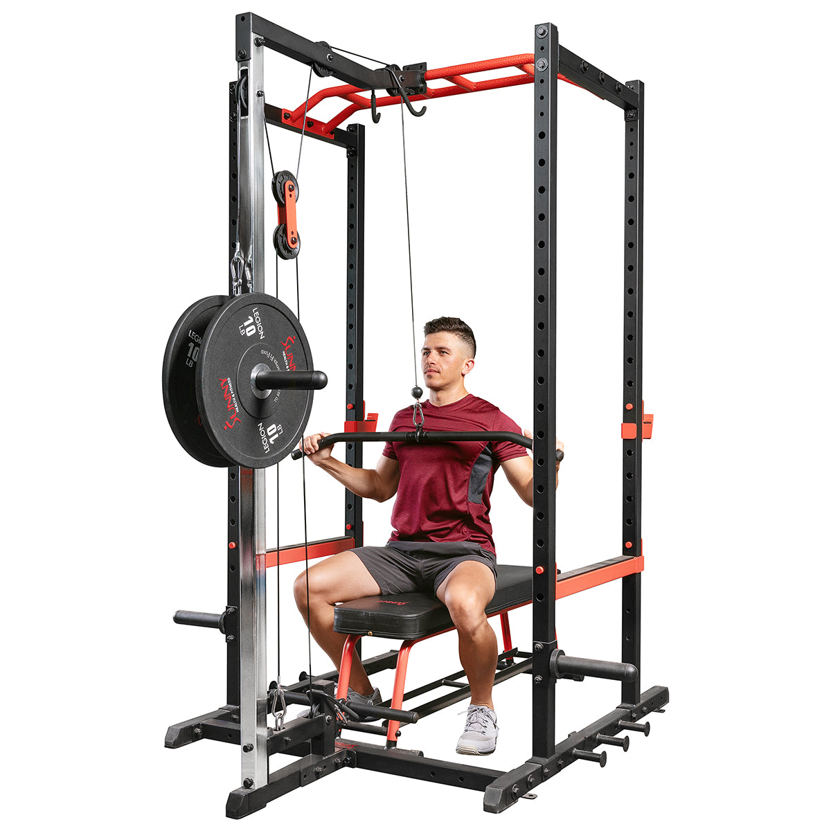 Lat Pull Down Attachment Pulley System for Power Racks