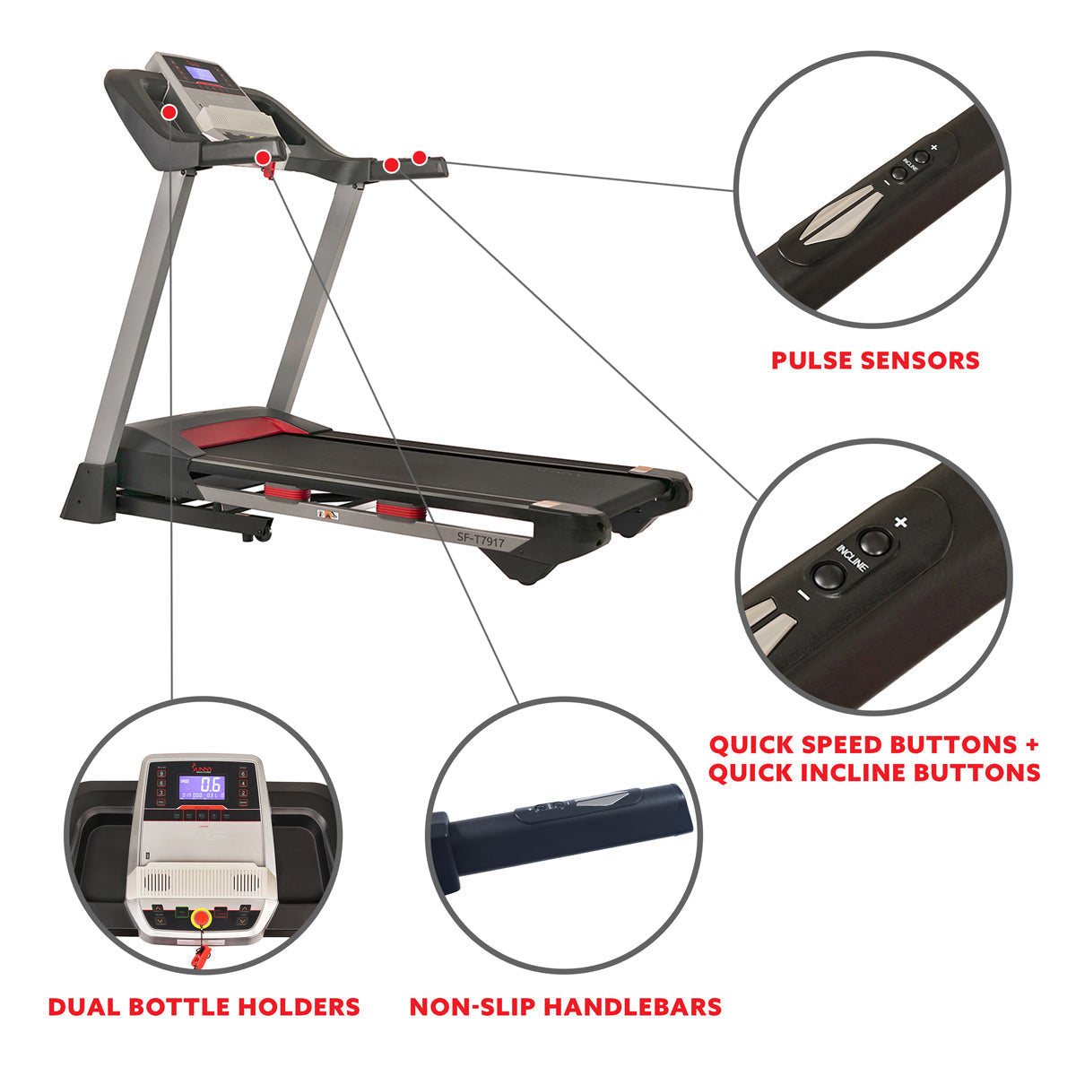 Electric Folding Treadmill with Heart Rate Monitoring, Bluetooth Speakers and USB Charging Function