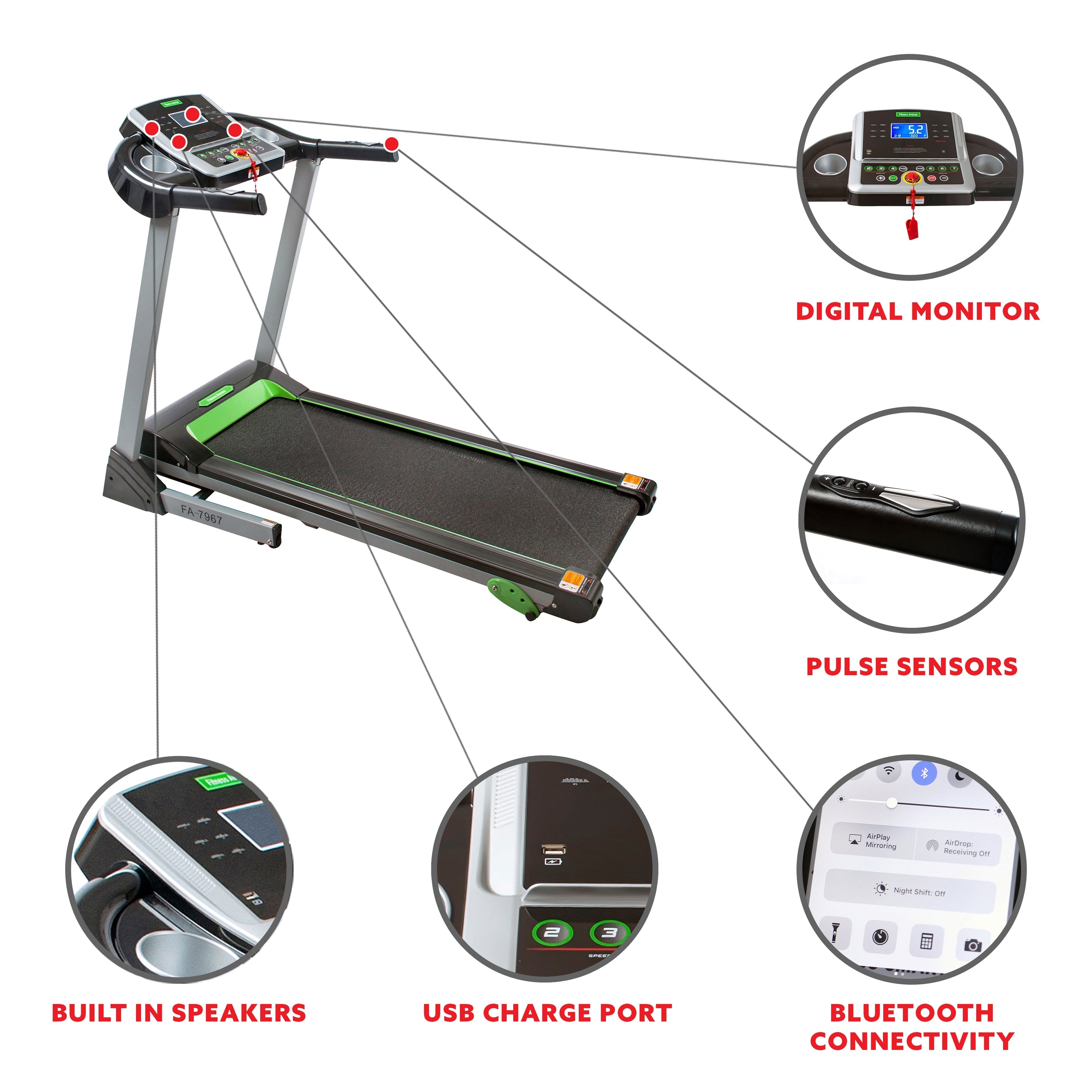 Fitness Avenue Manual Incline Treadmill with Bluetooth Speakers by Sunny Health & Fitness