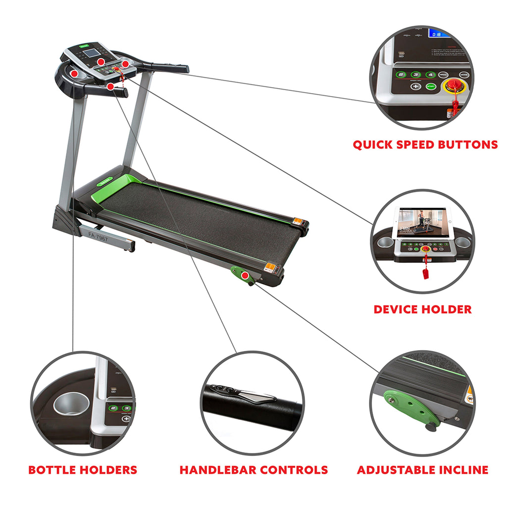 Fitness Avenue Manual Incline Treadmill with Bluetooth Speakers by Sunny Health & Fitness