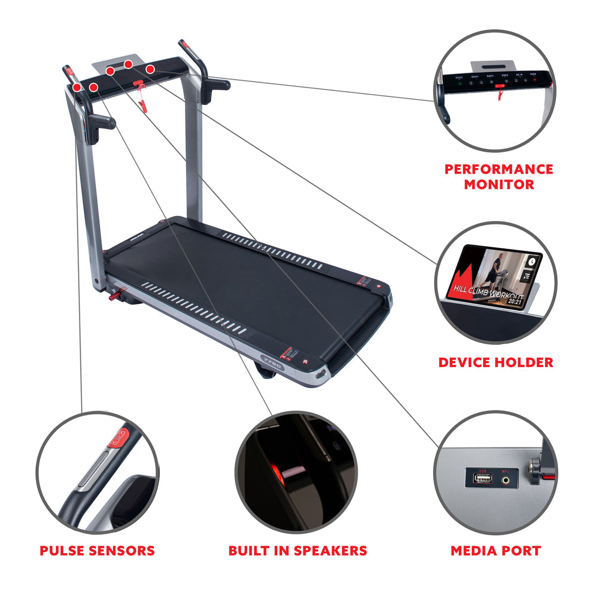 SpaceFlex Running Treadmill w/ Auto Incline, Foldable Wide Deck